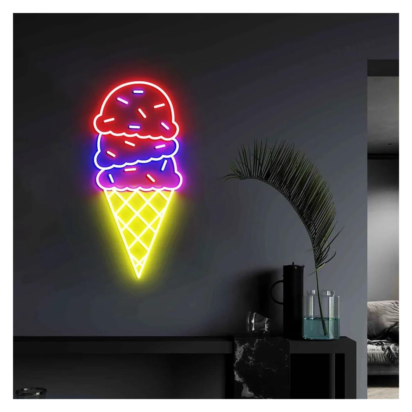 LEMST Signs Lamp Ice Cream Neon Sign USB Powered Adjustable Brightness Ice Cream Shop Neon Lights for Wall Decor 28cmx38cm(D)