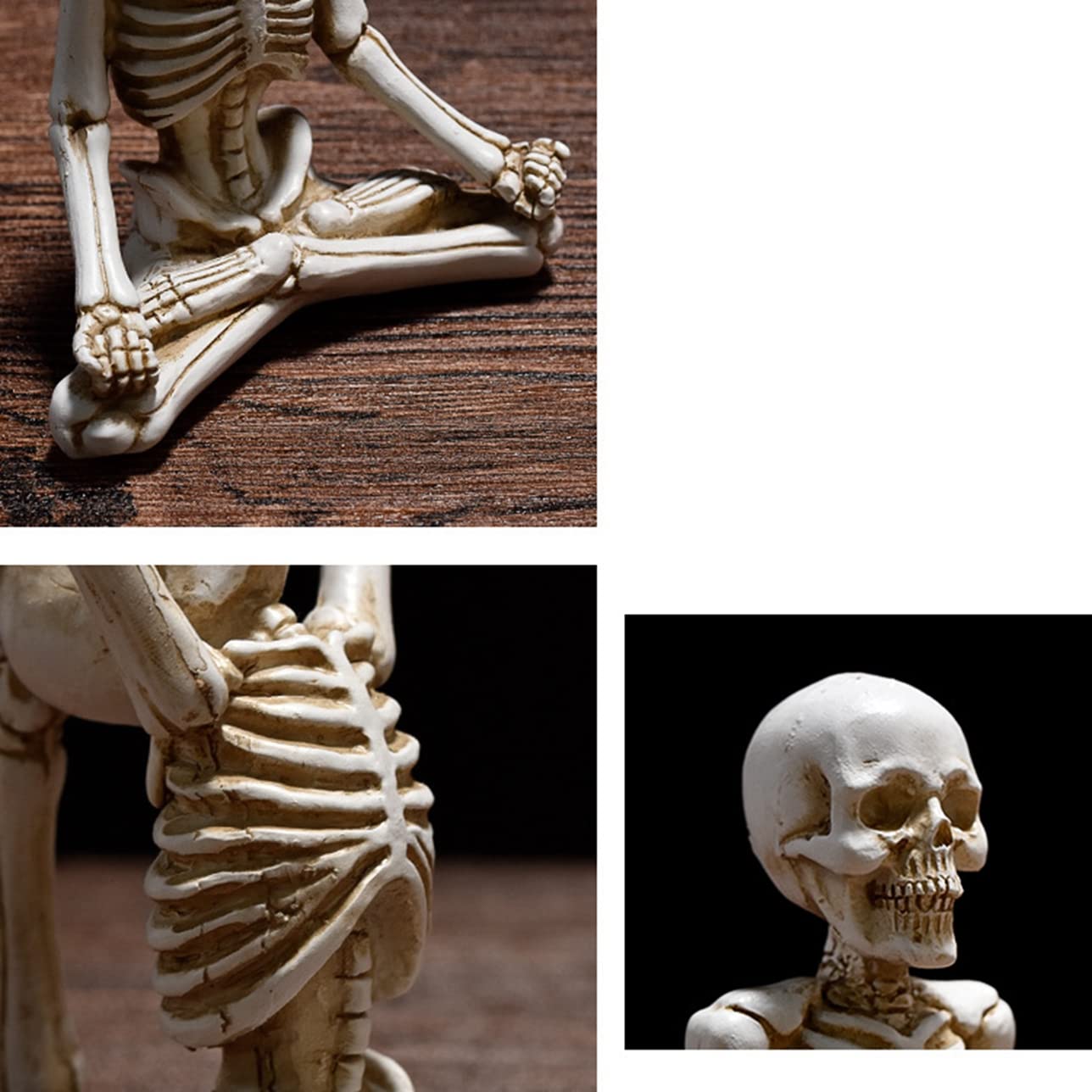 schulpture Estatuilla Coleccionable Pequeño Yoga Esqueleto Humano Calavera Manualidades para decoración de Halloween Regalo Elegante Esqueleto Humano