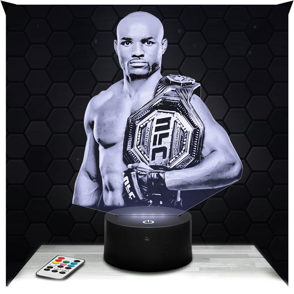 Lampephoto.fr - Kamaru Usman MMA 3D Lamp Decoration Free Martial Arts, Gift Idea for Men Kamaru Usman MMA Object Adult Night Light Room Decor, Original Christmas, Gift Idea for Men, Led Bedside