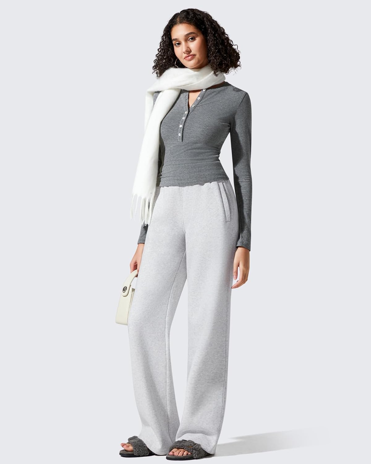 G4Free Flurrylux Cotton Fleece Lined Sweatpants Women Elastic Waist Wide Leg Lounge Pants Warm Winter - Image 2