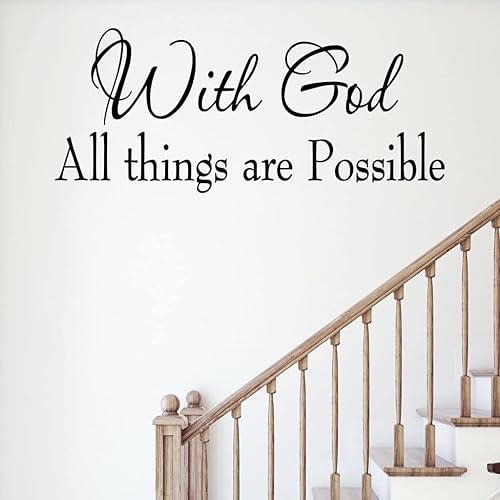 Miniatura 4 de Calcomanías de pared con Dios, todas las cosas son posibles, citas religiosas, escritura familiar, decoración del hogar, arte de pared de vinilo