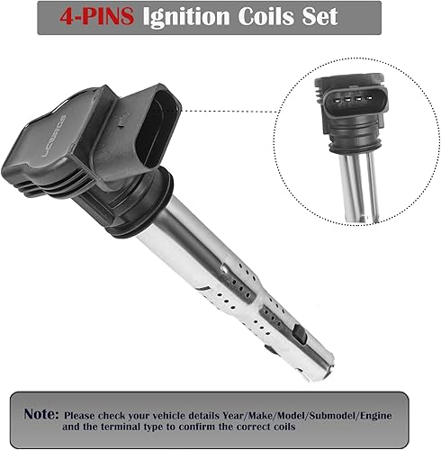 Miniatura 4 de LCWRGS Bobina de encendido para L5 2.5 2005 2006 2007 2008 2009 2010 2011 2012 Volkswagen VW Jetta Rabbit Beetle Passat Golf Tiguan GTI Eos CC