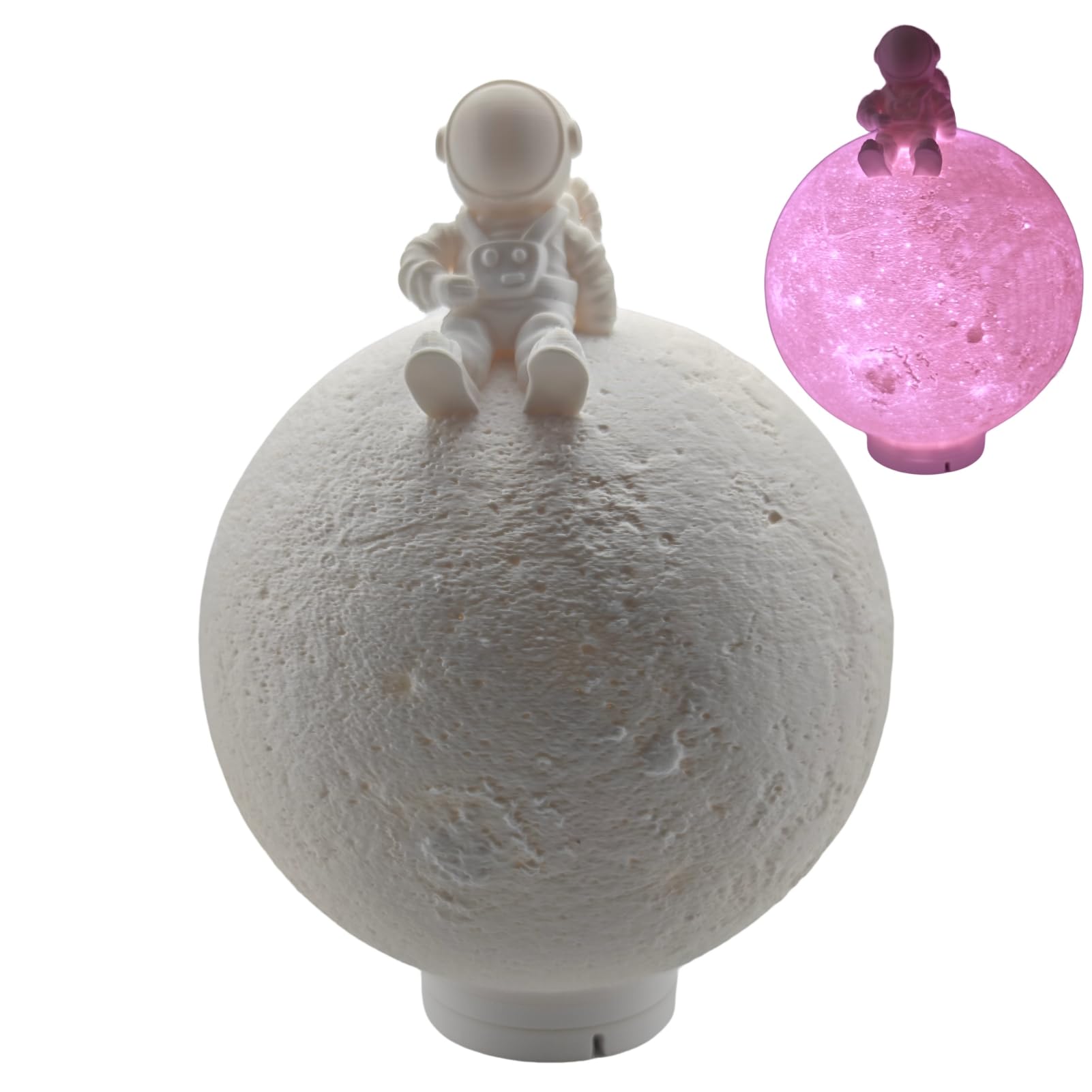 TIME&TRAVE Moon Lamp with Astronaut, 7 Colors LED Night Light Moon Light with Push Button, Moon Light Lamp for Birthday Gifts Room Decor (Diameter