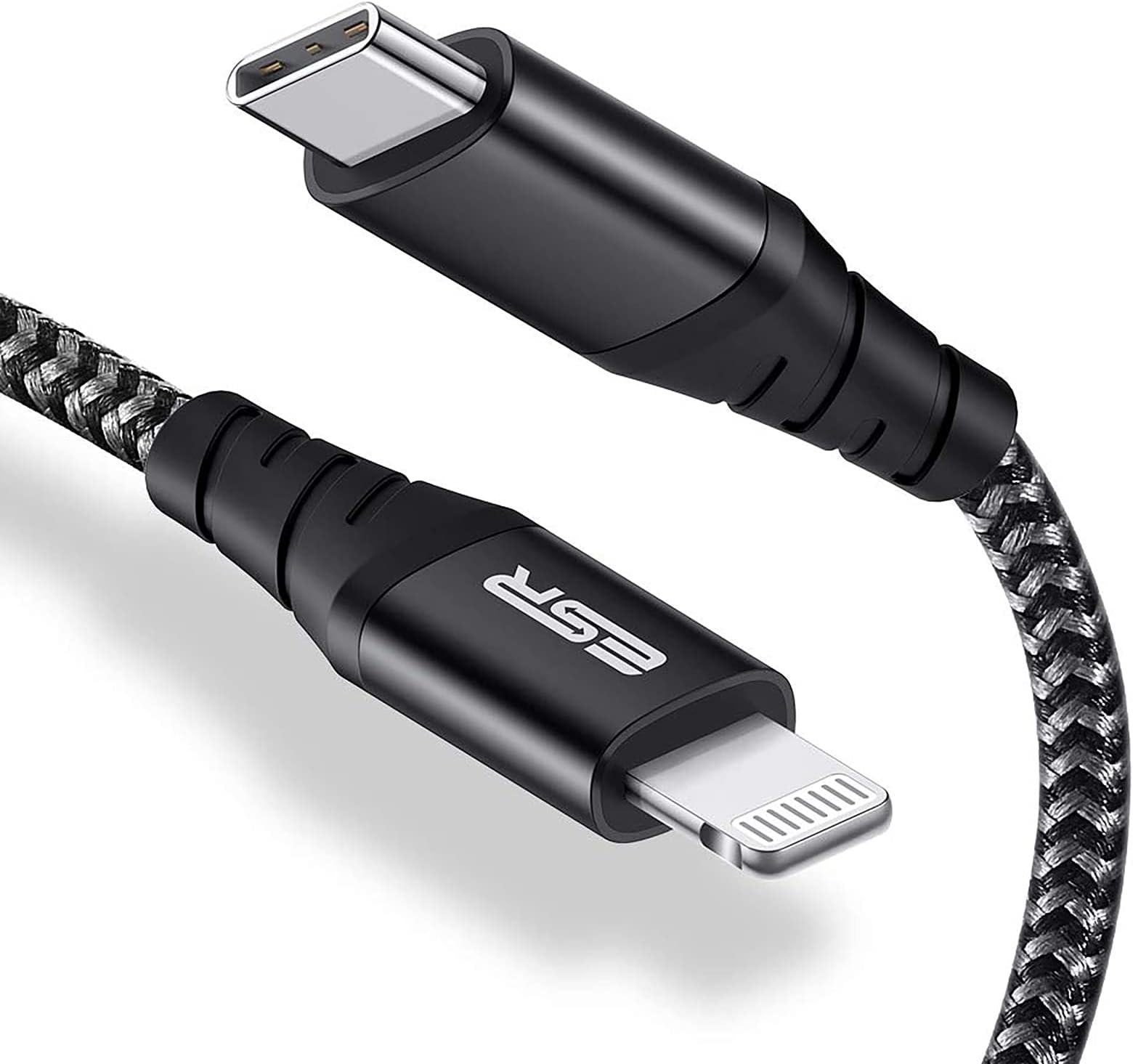 ESR USB-C to Lightning Cable, USB-C to Lightning Cable, MFi Certified, Power Delivery Fast Charge to iPhone 12/SE/11/ 11 Pro/11 Pro Max/XR/XS Max/XS/X/ 8/8 Plus, iPad8/7/6/Mini, Airpods Pro, Use with