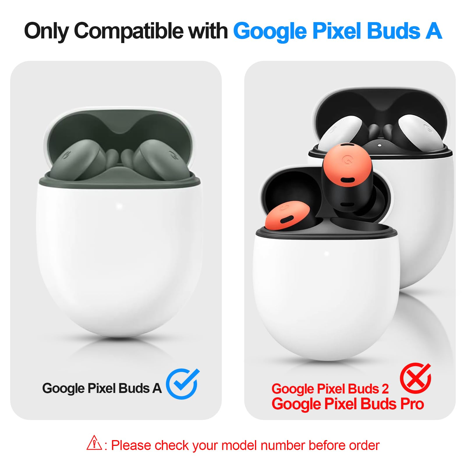 JAKPAK Compatible with Google Pixel Buds A Case Cover [Front LED Visible] Shockproof Protective Case with Keychain Secure Lock Design Hard PC Case Cover for Pixel Buds A 2021 Black