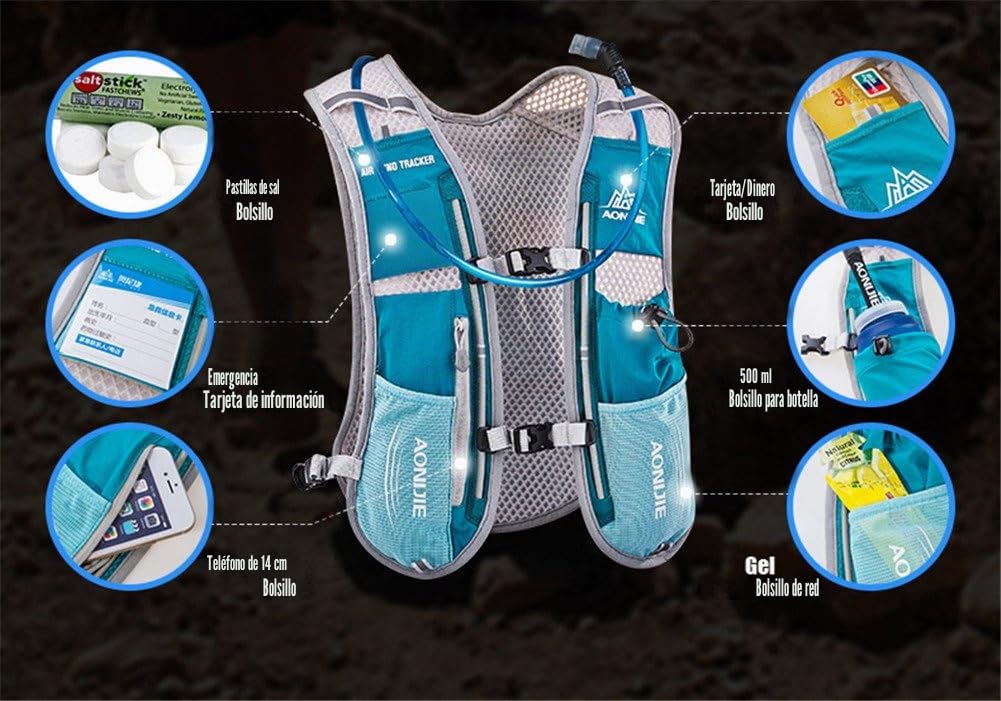 AONIJIE 5L multifunción Mochilas de hidratación , Comodidad y Estabilidad, Rápido Acceso a la hidratación, Simplicida, Ligero Mochila Hidratacion para Ciclismo Carrera
