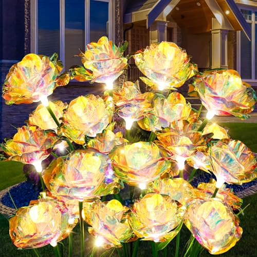 24 Roses Solar Garden Lights, Waterproof Outdoor Decor