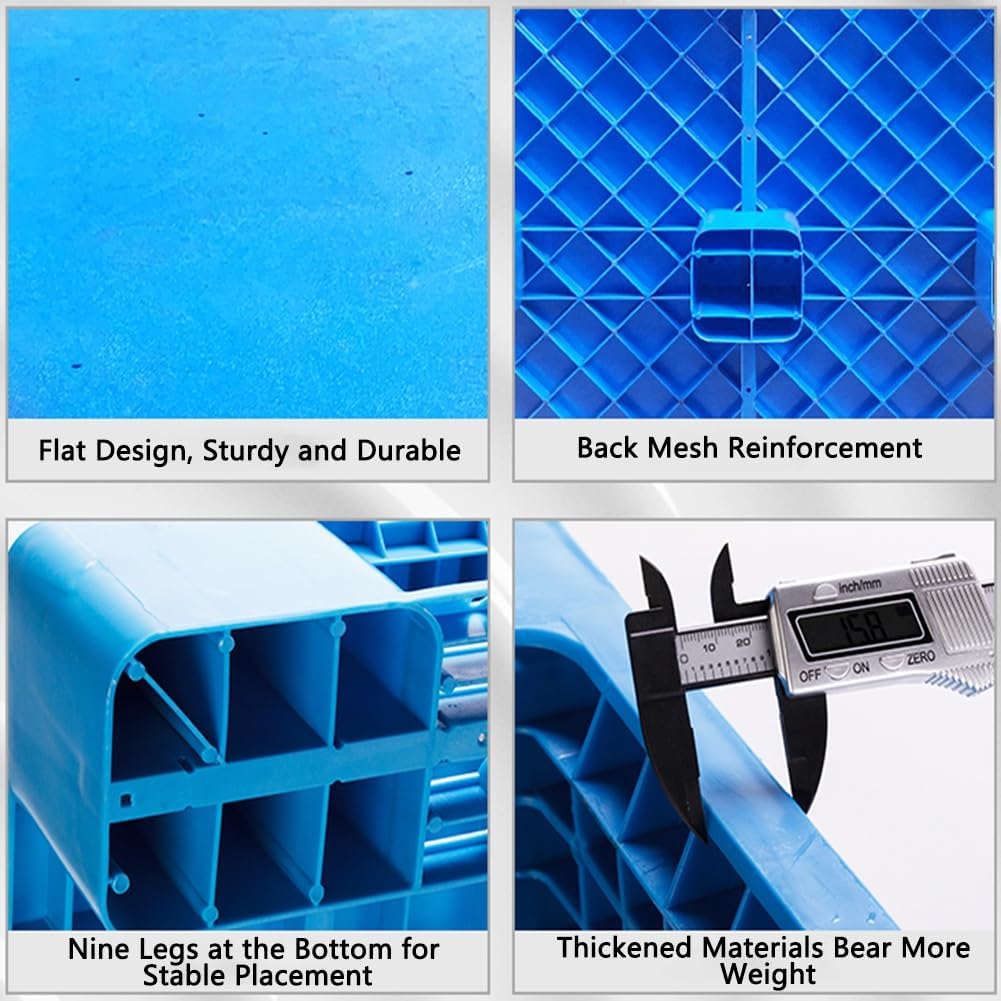Plastic Pallet, Interlocking Pallet Storage System, Moisture-Proof Pad, Safety Storage Grid Pads For Warehouses, Storage Rooms, Restaurant, Kitchens, Garages ( Color : Blue , Size : 60x40x10cm/23.62x1
