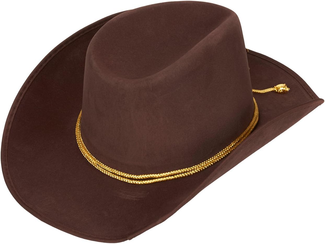 Juvale Felt Cowboy Sheriff Hat - One Size Fits Most, Brown - Gold Cowboy Hat with Star Badge & Braid for Men's Western Sheriff Costume & Party Accessory - Image 3