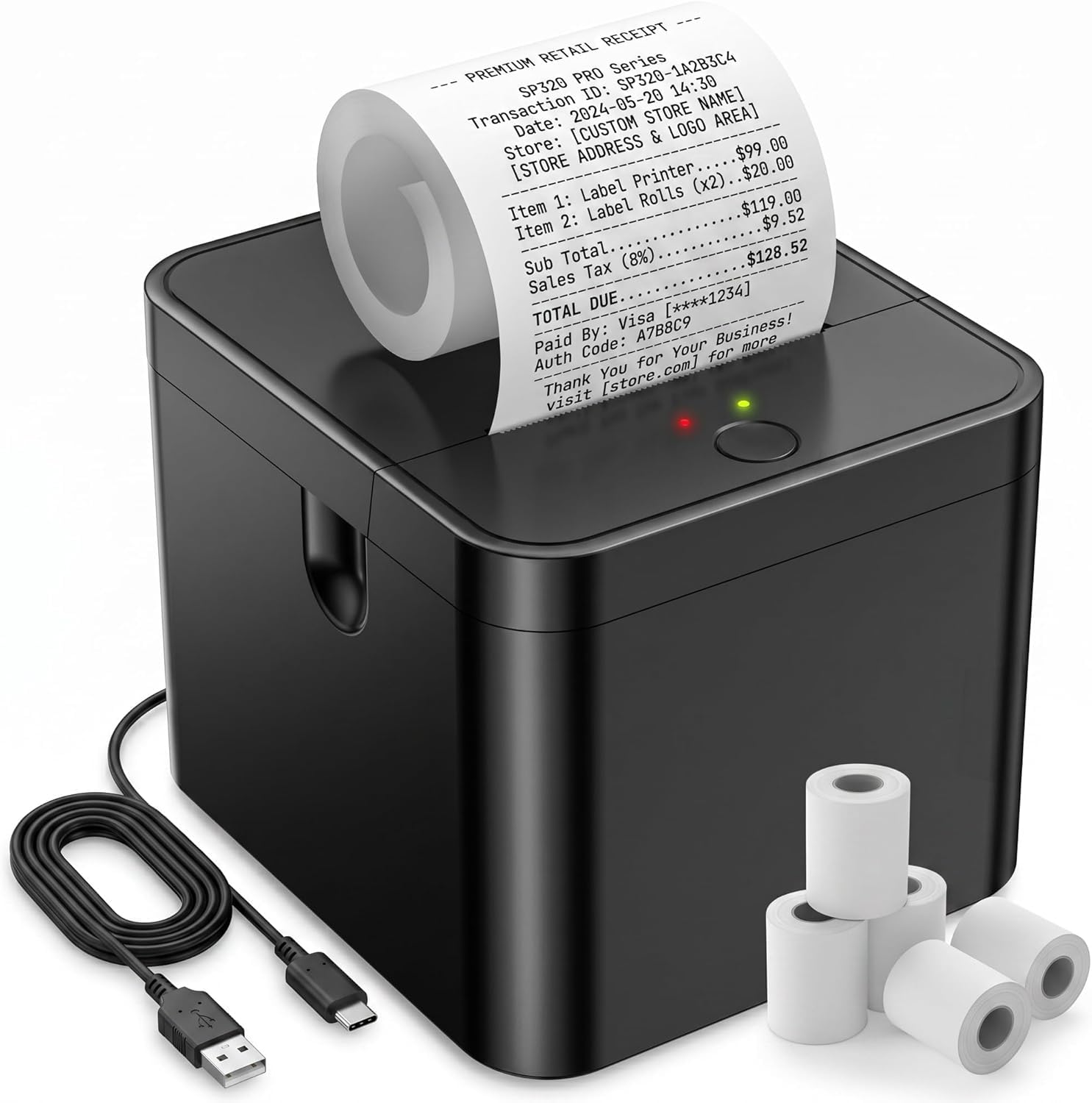 Stampante termica 58 mm Bluetooth USB doppia modalità etichette portatile