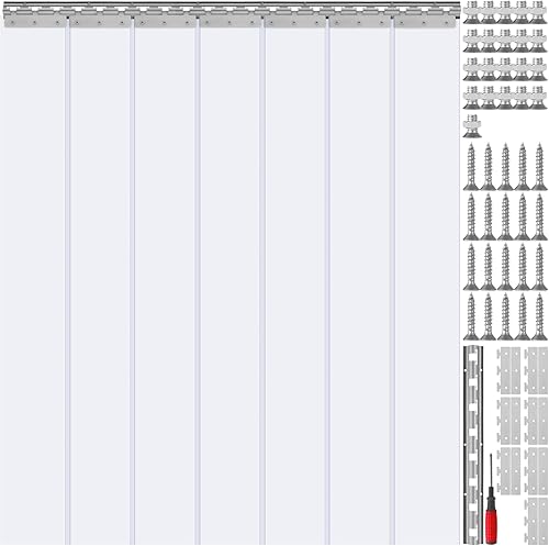 VEVOR Cortina de tiras, 84 pulgadas de alto x 42 pulgadas de ancho, 0.08 pulgadas de grosor, 7 cortinas de puerta de PVC transparente, cortina para