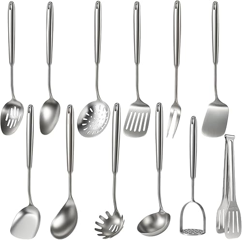 Miniatura 36 de Newness - Servidor de espagueti, [a prueba de óxido, formación integral, duradero] Tenedor para pasta de acero inoxidable 304 con mango ergonómico