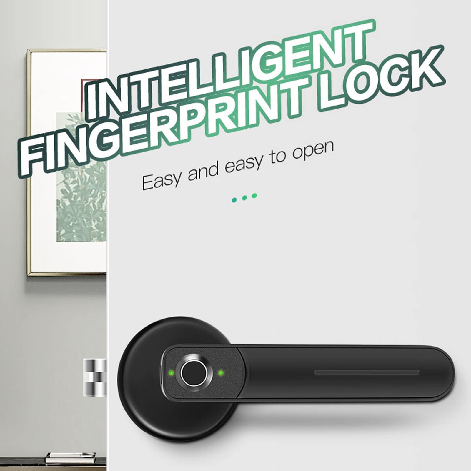 Nutriess Smart Fingerprint Door Lock Biometric Keyless Entry Lock 360 Degree Fingerprint Recognition Keypad Lock for Apartment Hotel Company Emergency Use