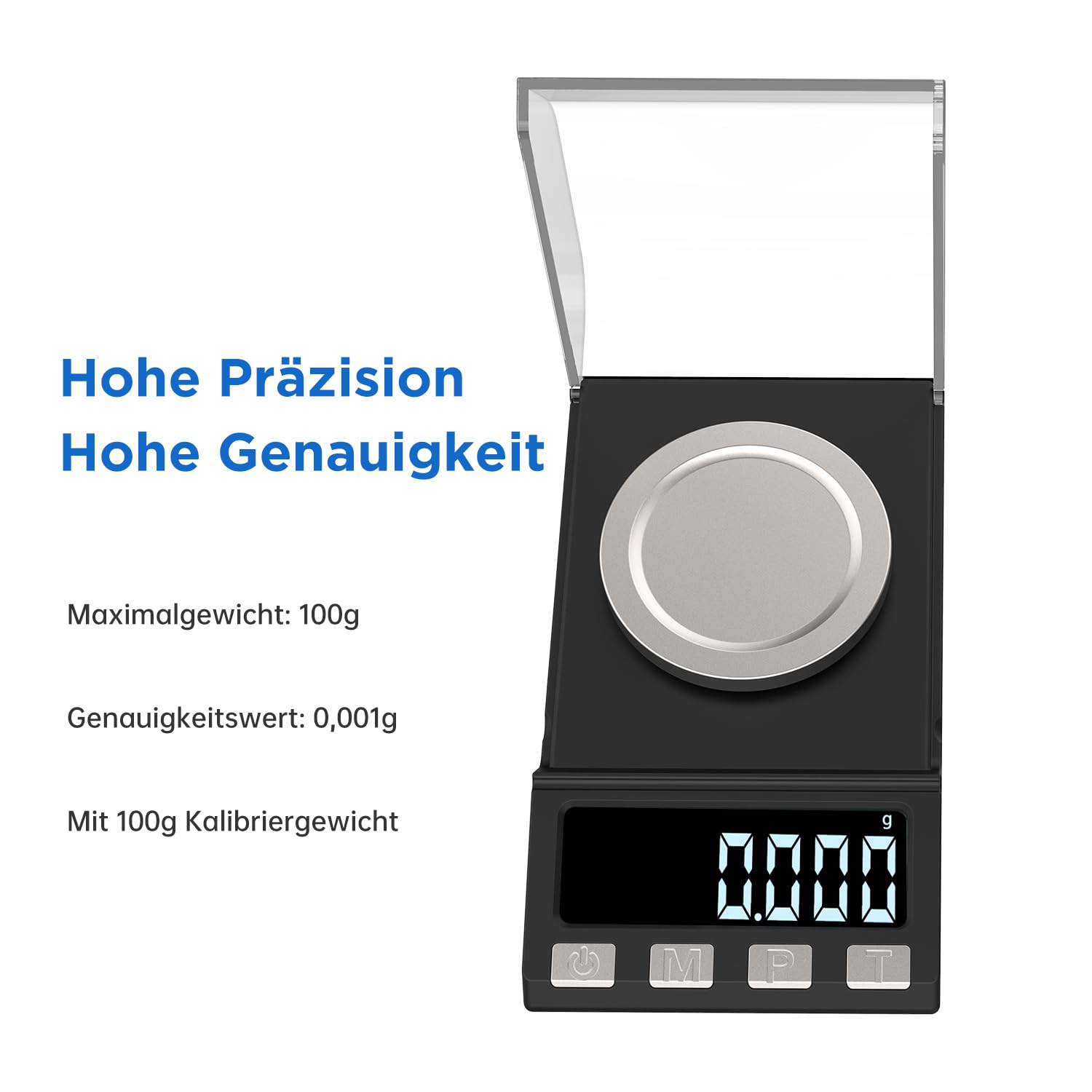 Báscula digital de 100 g/0.001 g, carga USB, báscula de miligramos, báscula de precisión de gramo, báscula de oro, báscula fina para joyas con pesos de calibración, pinzas