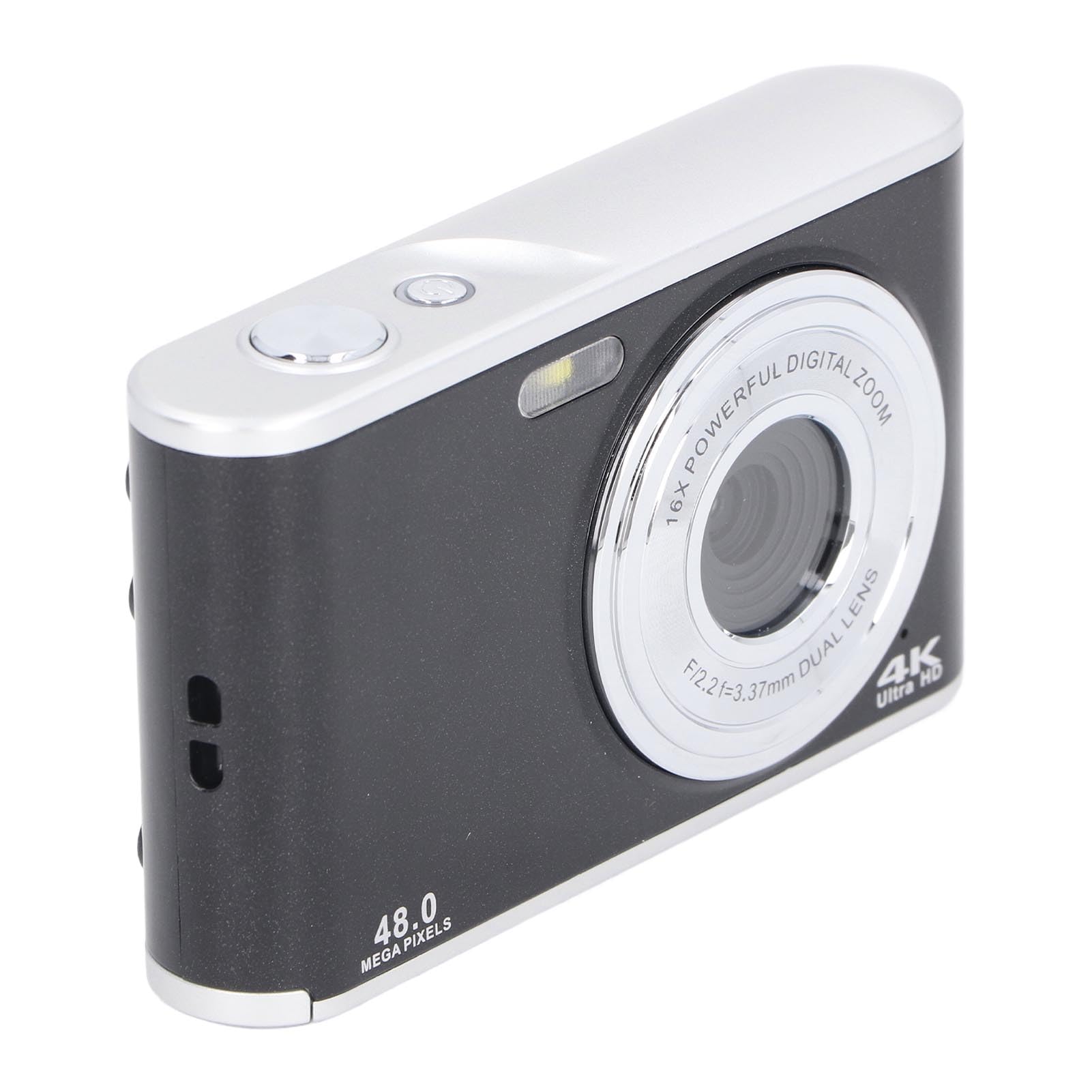 Fotocamera con Zoom Digitale 16X per Fotografia di Viaggio, Fotocamera Doppio Obiettivo 4K Ultra HD da 2,4 Pollici 44 MP, Fotocamera Digitale Compatta Antiurto per Viaggi di