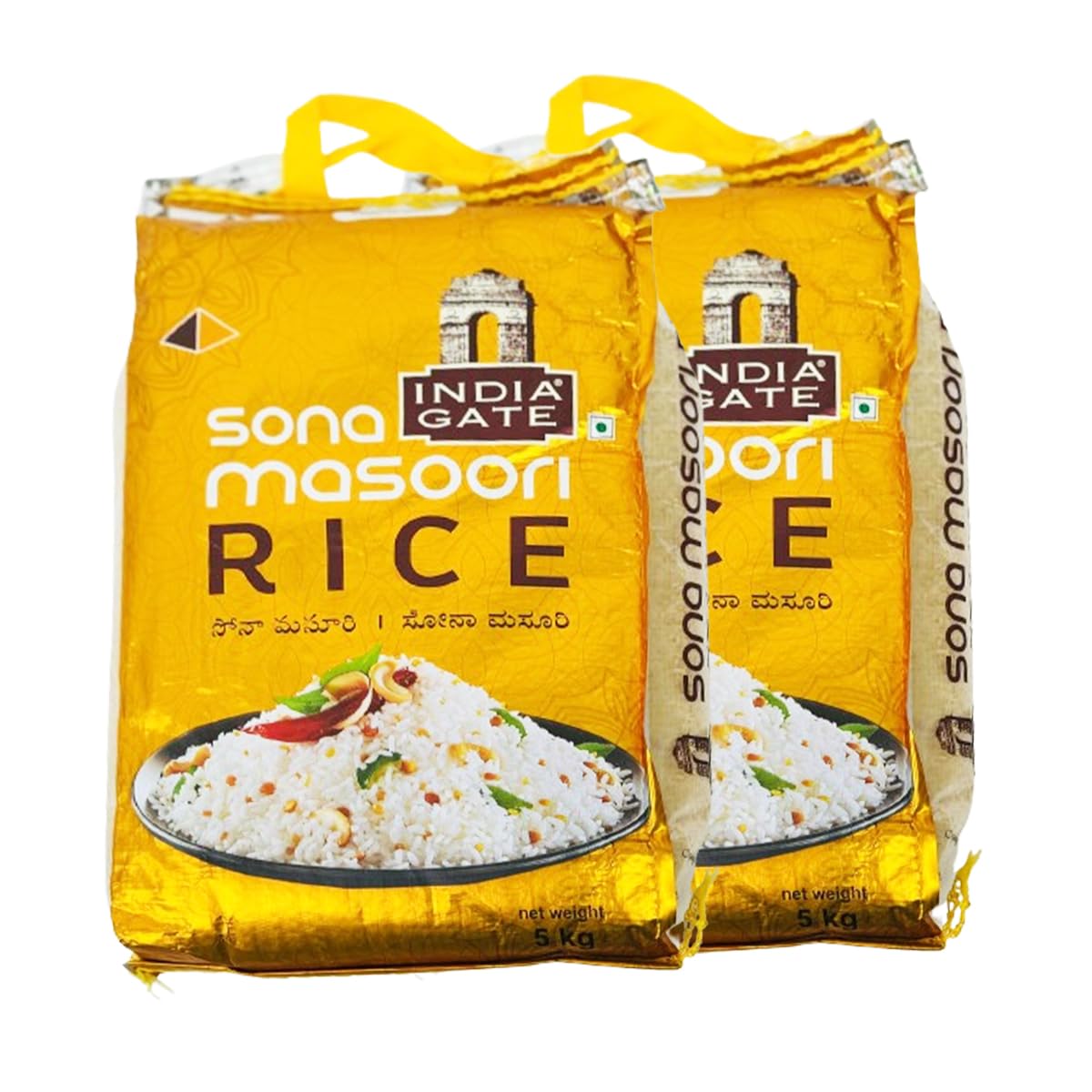 India Gate Sona Masoori Rice - 5kg, Golden Ivy, Aromatic and Medium-Grain, Ideal for Everyday Meals, Biryani, Pulao, Product from India Multiple Pack (Pack of 2)