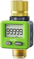 RainPoint Brass Water Flow Meter ±5% Accuracy, 180° Flip Screen, 4 Modes for Garden Hose, Sprinklers, RV Tank - Green