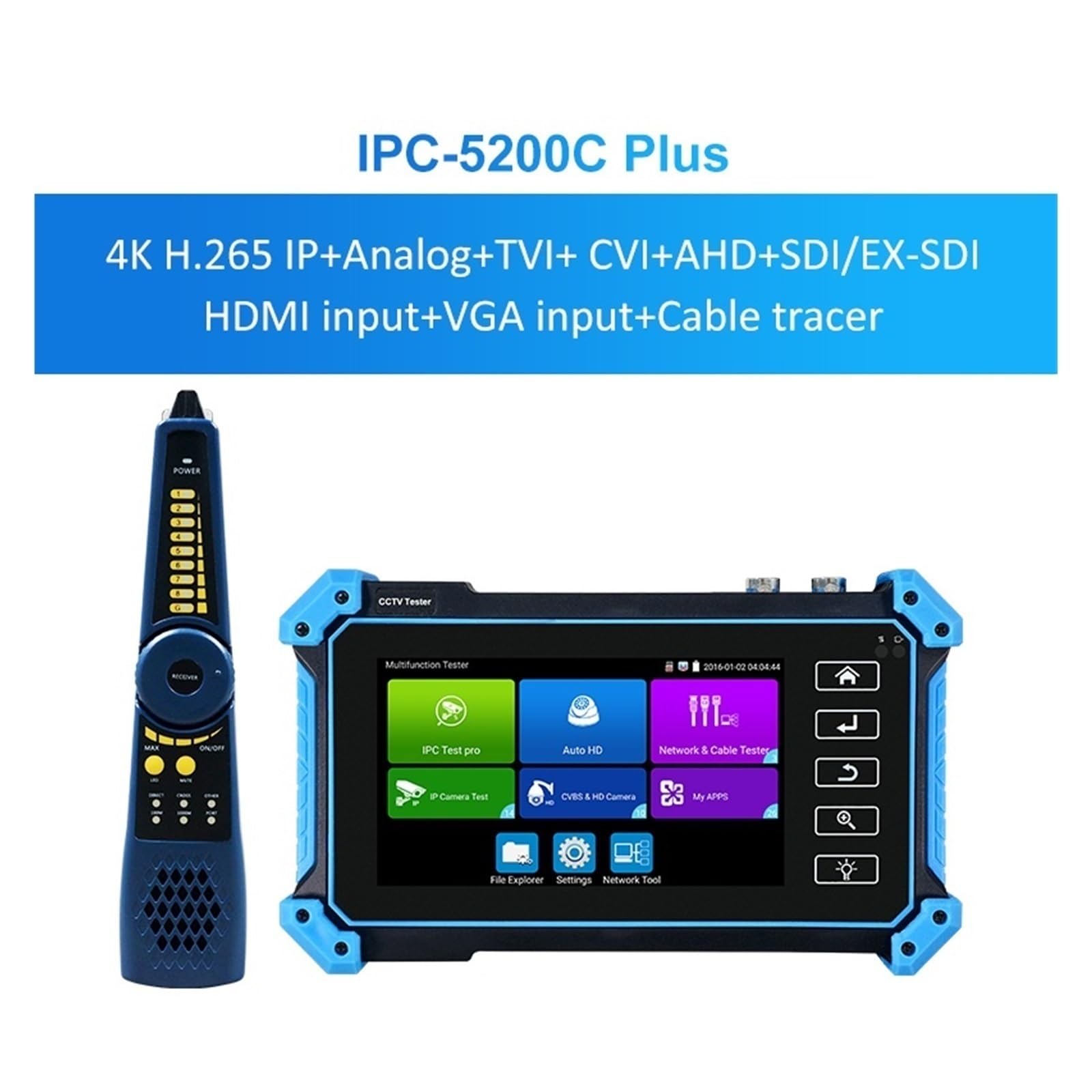Überwachungskameratester IPC-5100Plus IPC5200Plus Videoüberwachungstester-Monitor 5,4 Zoll Fünf-in-Eins-CCTV-Testgerät H2.65-Koaxial-HD-Test Schnellvideo(IPC5200 with tracer)