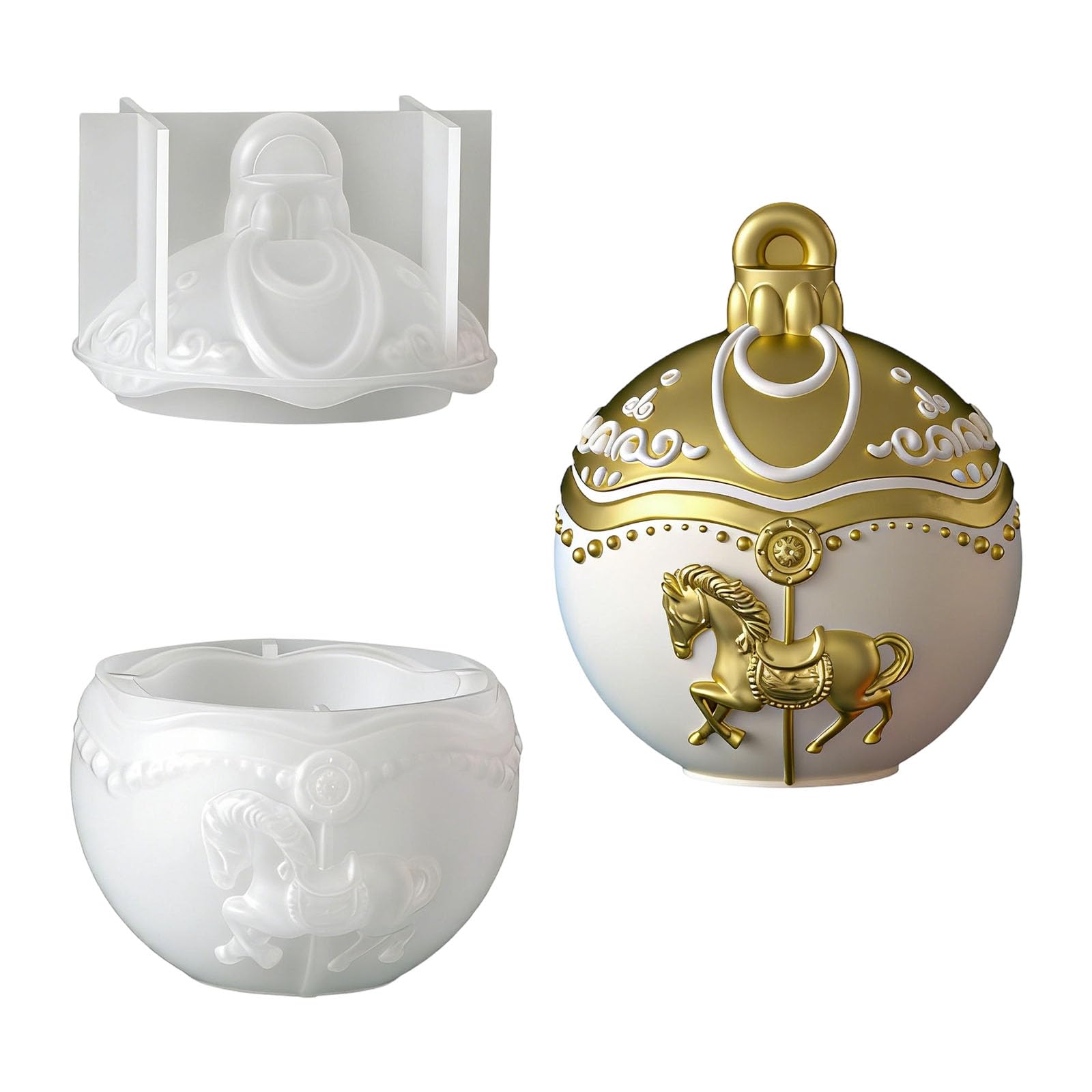 Hredyqw Christmas Baubles Ball Silicone Candle Resin Jar Mould With Lid Easy Demolding For Making Candle Soap