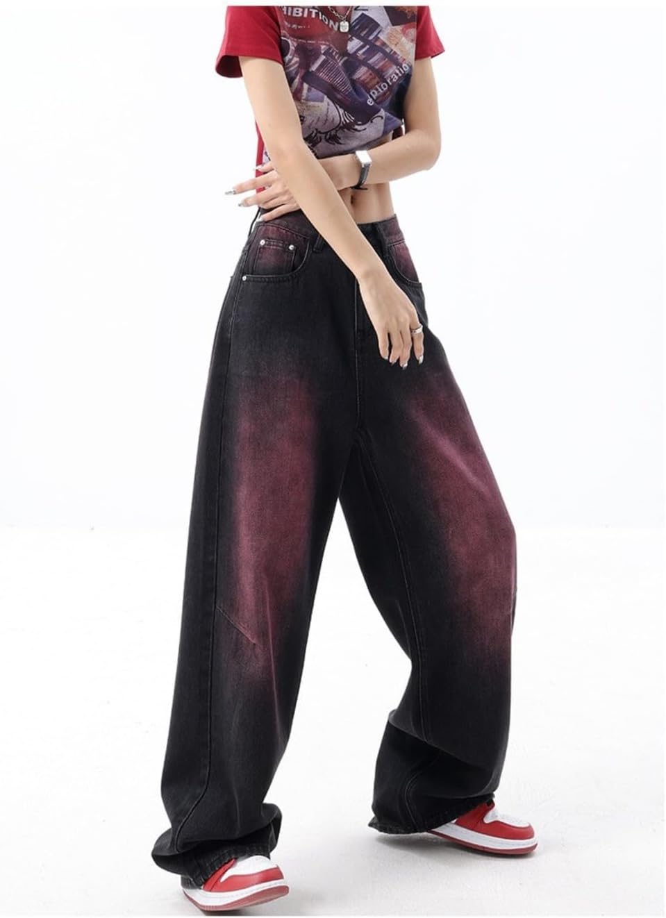 Y2K Baggy Cargo Pants Women - High-Waisted Loose Joggers with Pockets, Graffiti Denim Heavyweight Streetwear