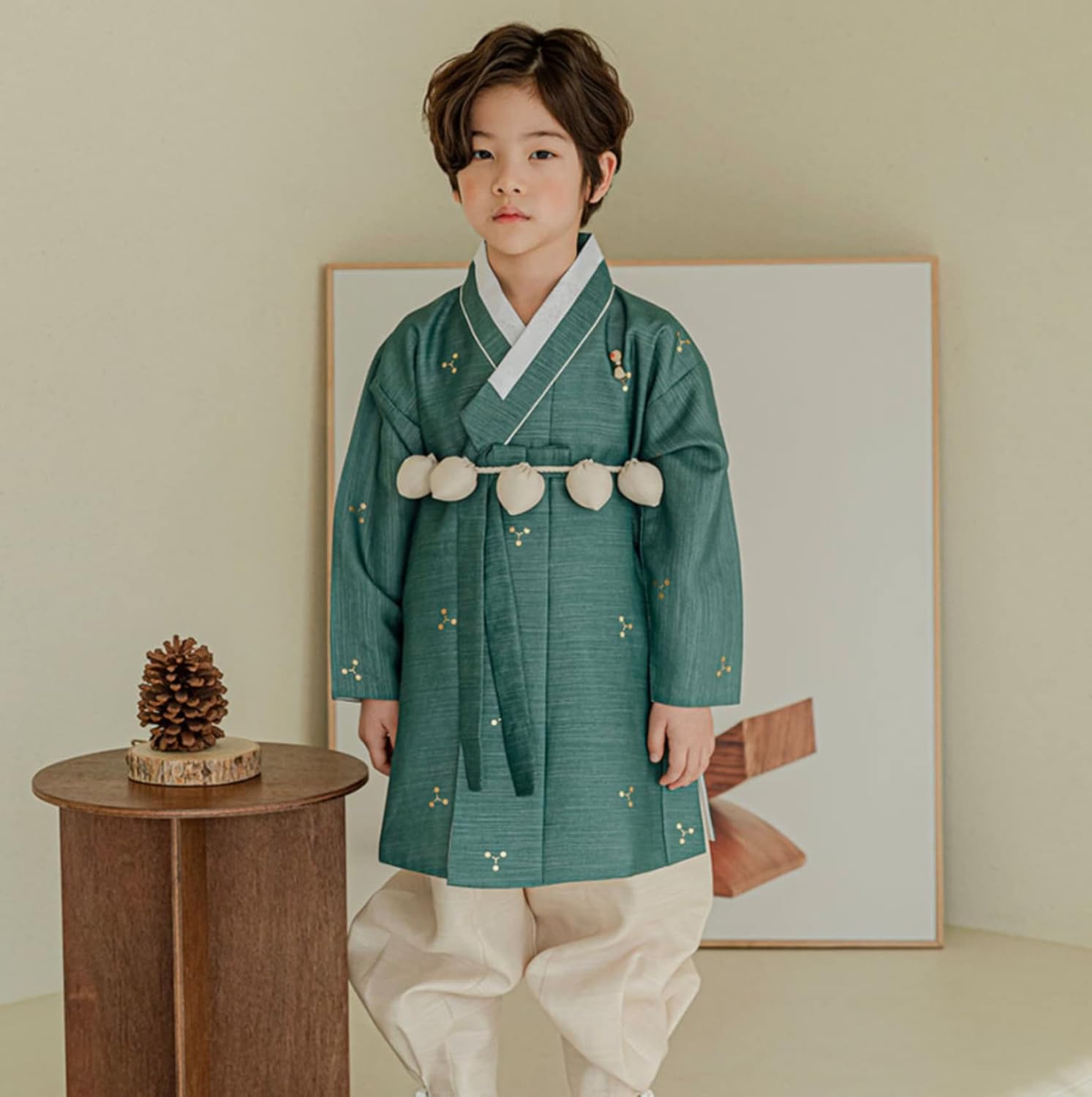 Korean Green Foil Boy Hanbok 100days~8y/o Korean Traditional Dress Baby Boy Kids Hanbok