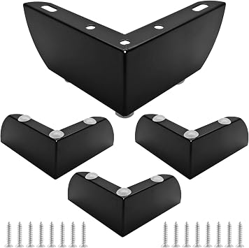 4 Pack Furniture Legs 2 Inch Height Furniture Feet Black Couch Legs Minimalist Design Sofa Legs with Mounting Screws Metal Furniture Feet for Sofa Couch Cabinet Cupboard TV Stand Feet