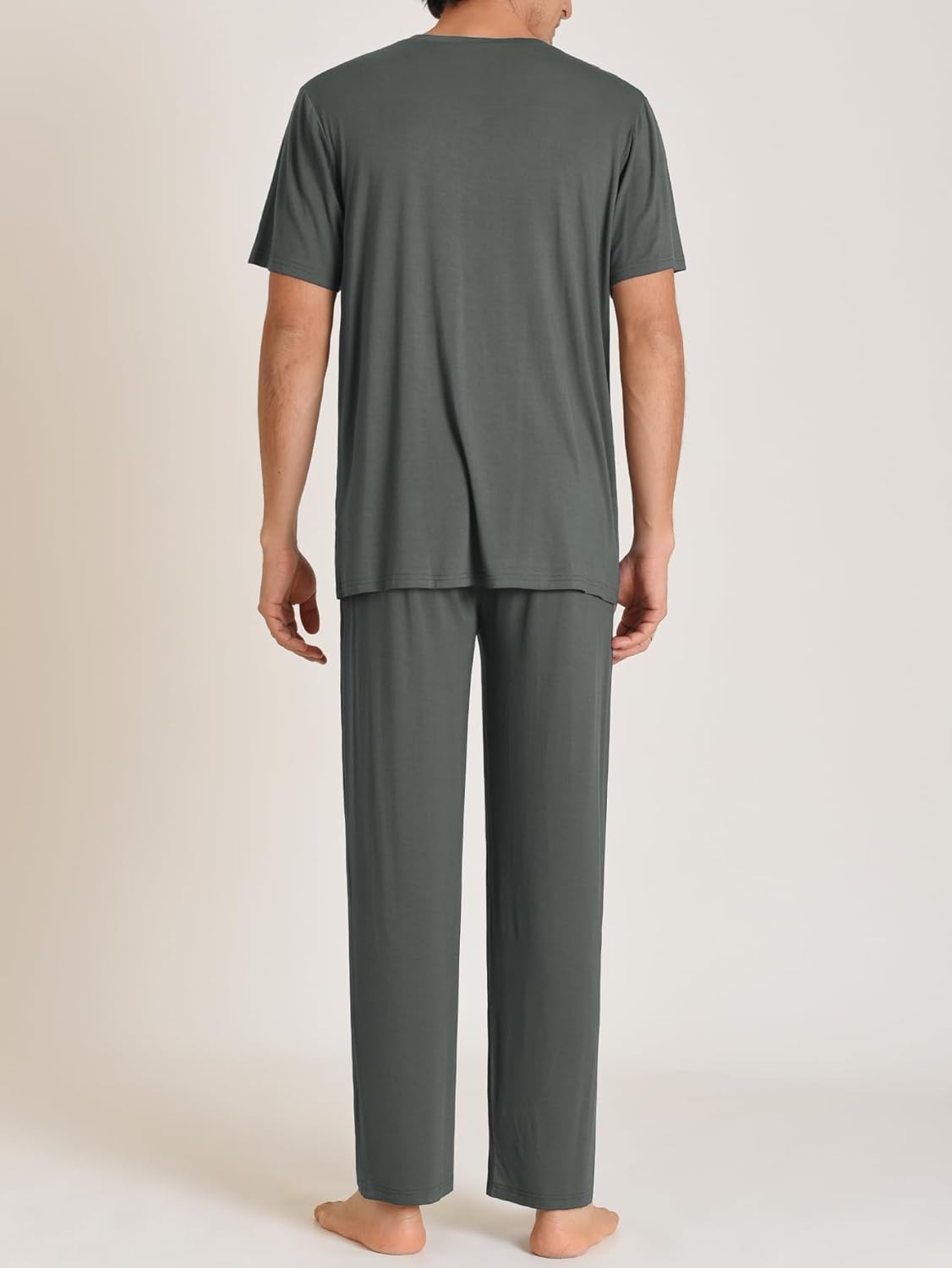 Latuza Men's Soft Pajama Set Viscose Short Sleeves Top with Pants - Image 3
