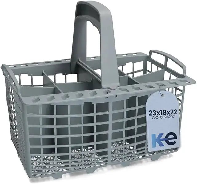 Cesto Talheres Universal para Máquina Lavar Loiça 24x22x18cm, Cinza, 8 Compartimentos