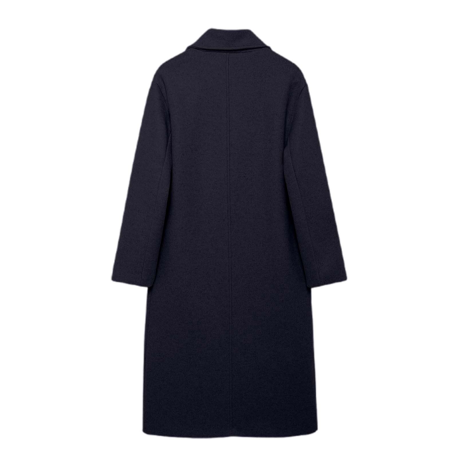 Cappotto lungo da donna Trench Inverno Caldo risvolto Cappotto di lana con tasche Classico Trench Monocolore Overcoat Capispalla a maniche lunghe, elegante giacca invernale lunga