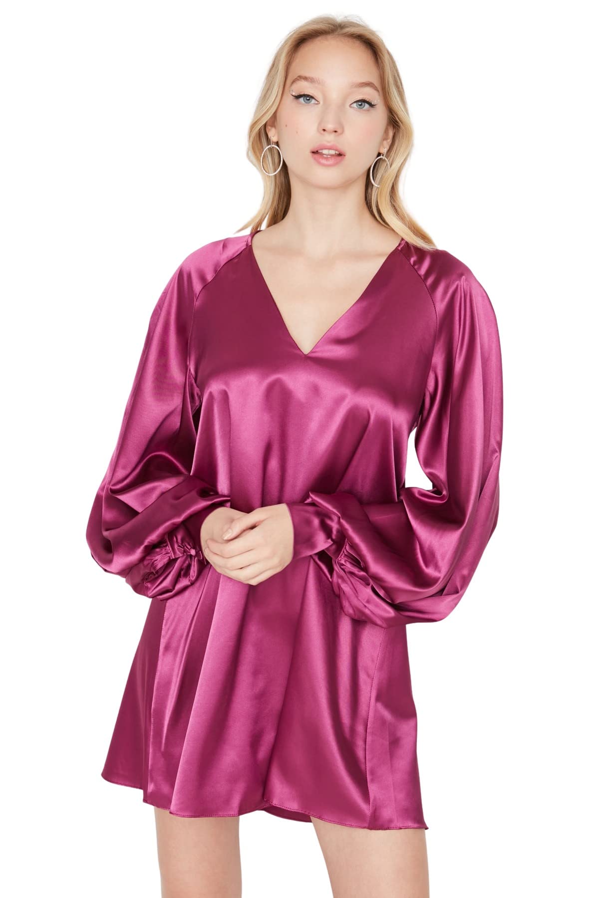 Trendyol Women Mini Skater Relaxed Woven Dress Fuchsia