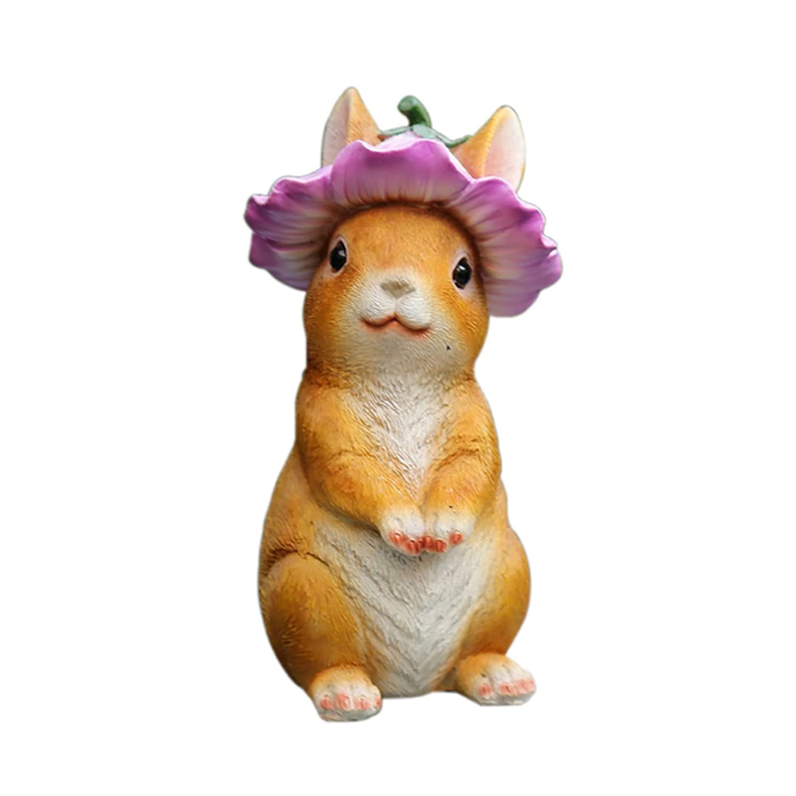 MNUvxzaewf Outdoor Statues for Garden, Front Porch Cute Bunny Resin Statue Decoration, Lawn Yard Polyresin Animal Figurine(Cream)
