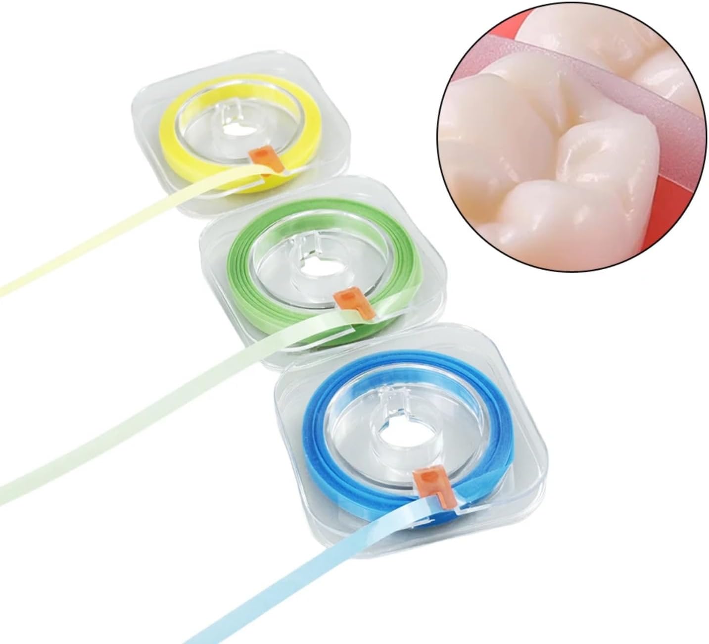 4 Pack Colored Roll Dental Polishing Strips Interproximal Abrasive Strips with Coarse Medium Fine Grit for Teeth Polishing (Green, medium30um)