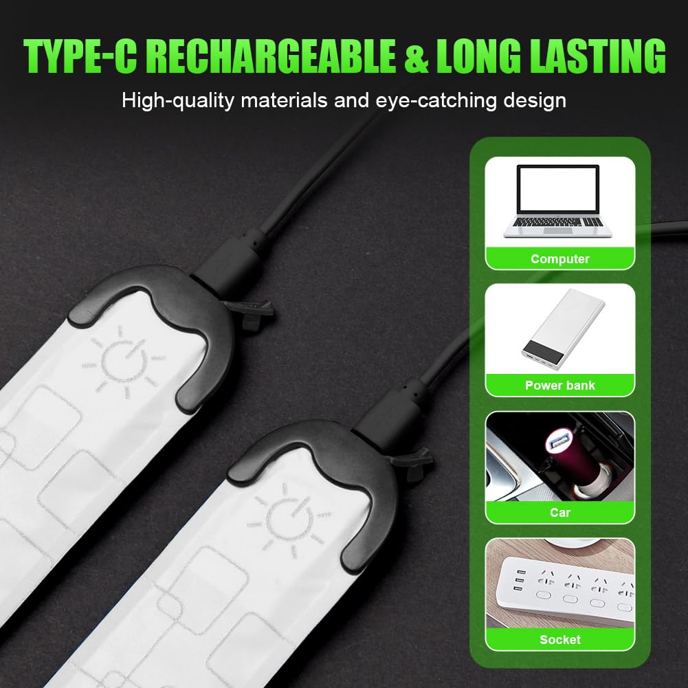 flintronic Bande Catarifrangenti, LED Bracciale, Braccialetto Riflettente LED, Braccialetto Ricaricabile USB, Racciale Catarifrangent, Fascia per Braccio Ricaricabile per Bici Jogging