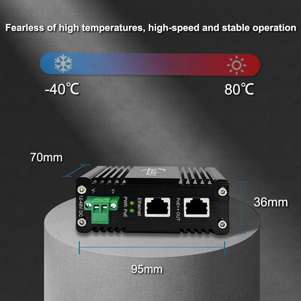Din Rail Mount Poe Industrial 2-Port PoE++ Injector - 90W Gigabit Power ...