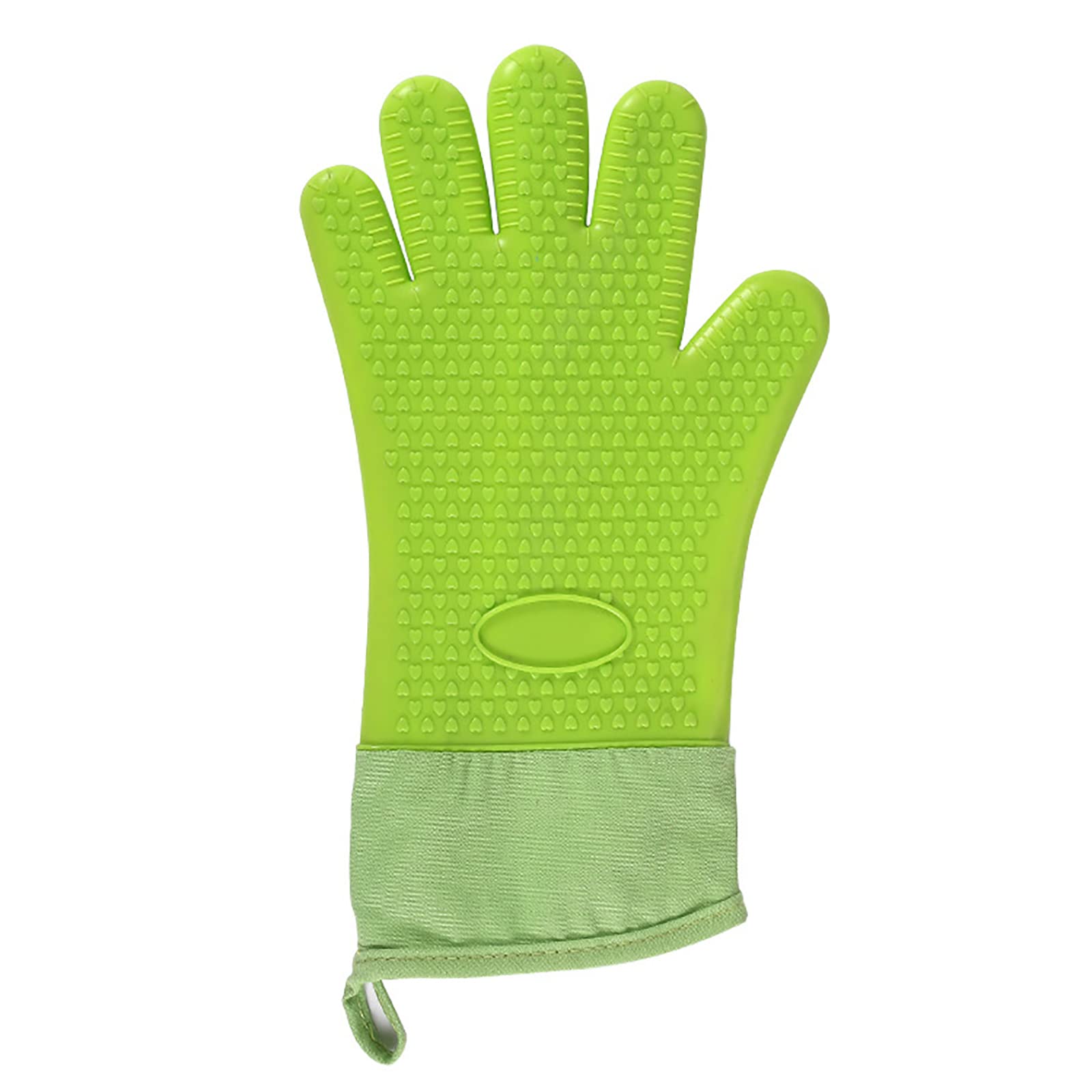 Guantes de silicona para barbacoa, guantes largos de horno de cocina con capa interior de algodón para barbacoa, cocinar, hornear, ahumador, verde, una pieza de