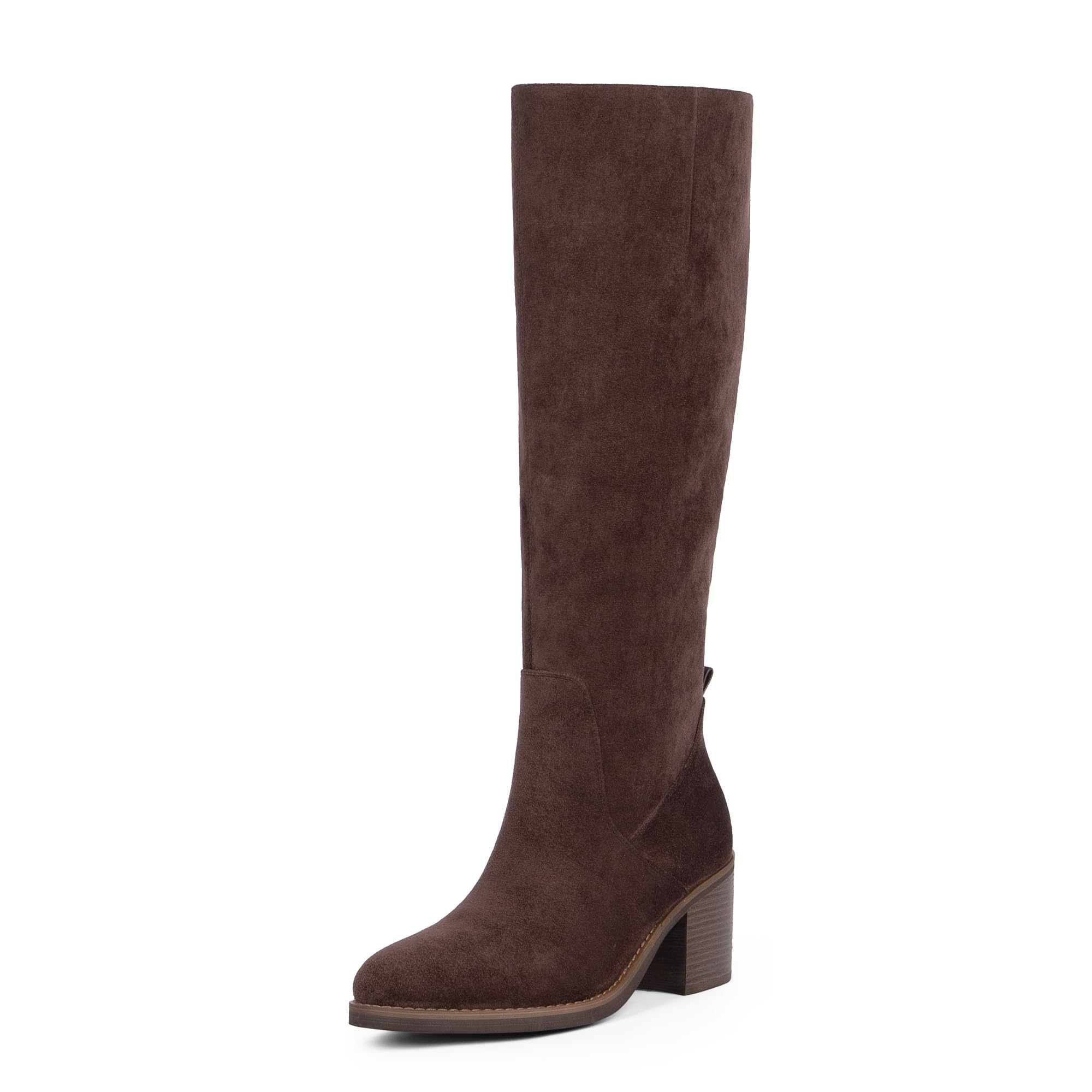 Knee High Boots Women Chunky Heel Rounded Toe Tall Boots Women Block High Heel Fall Long Boots