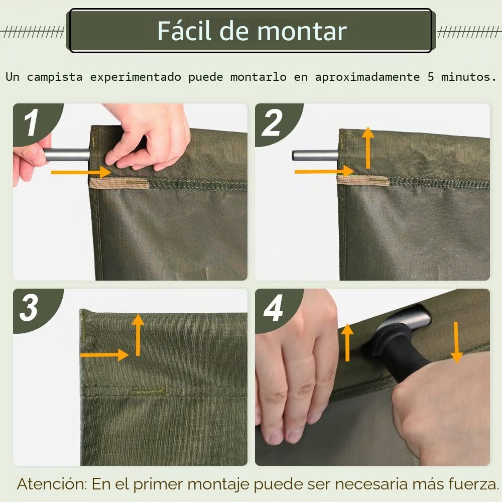 TOMOUNT Cama plegable ultraligera de aluminio, compacta, portátil, fácil de construir, resistente cama de camping para camping, senderismo, viajes, playa, verde