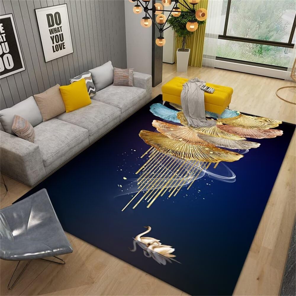 Tapis chambre bébé doux bleu et jaune 120x240cm pour grand salon