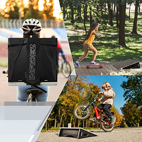 Infidez Wooden Large Skateboard, Bike Ramp For Kids Jumping, Foldable Launch Ramp For Skateboard, Bike, Scooter, Bmx, Roller Skates & More, Skateboard Accessories (Black),25''L X 23''W X 8''H #TOP3