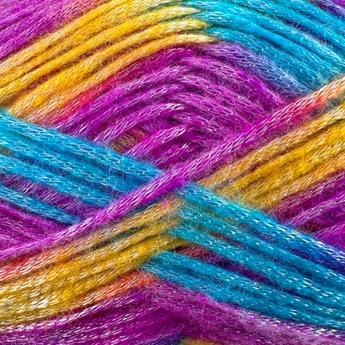 Image of Colorful Self-Striping Multicolor Fuzzy with Subtle Sheen Yarn, 56% Polyester 44% Acrylic, Each 3.53Oz(100gr) / 252yds(230m) (No.6) (Rainbow)