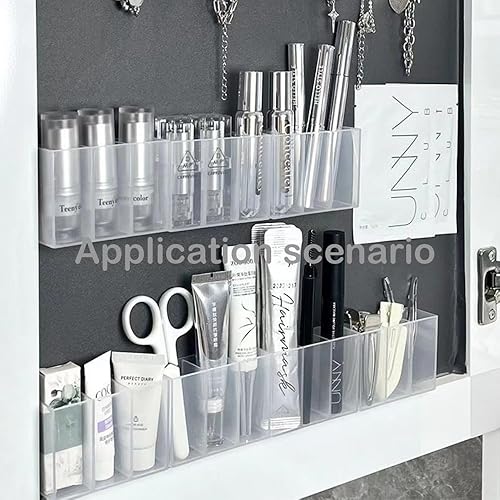 Miniatura 4 de Mini caja de almacenamiento de montaje en pared, 6 compartimentos de plástico transparente para brochas de maquillaje, soporte para lápiz labial,