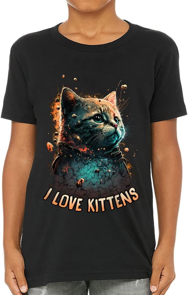 I Love Kittens Kids' T-Shirt - Cat Art T-Shirt - Unique Tee Shirt for Kids