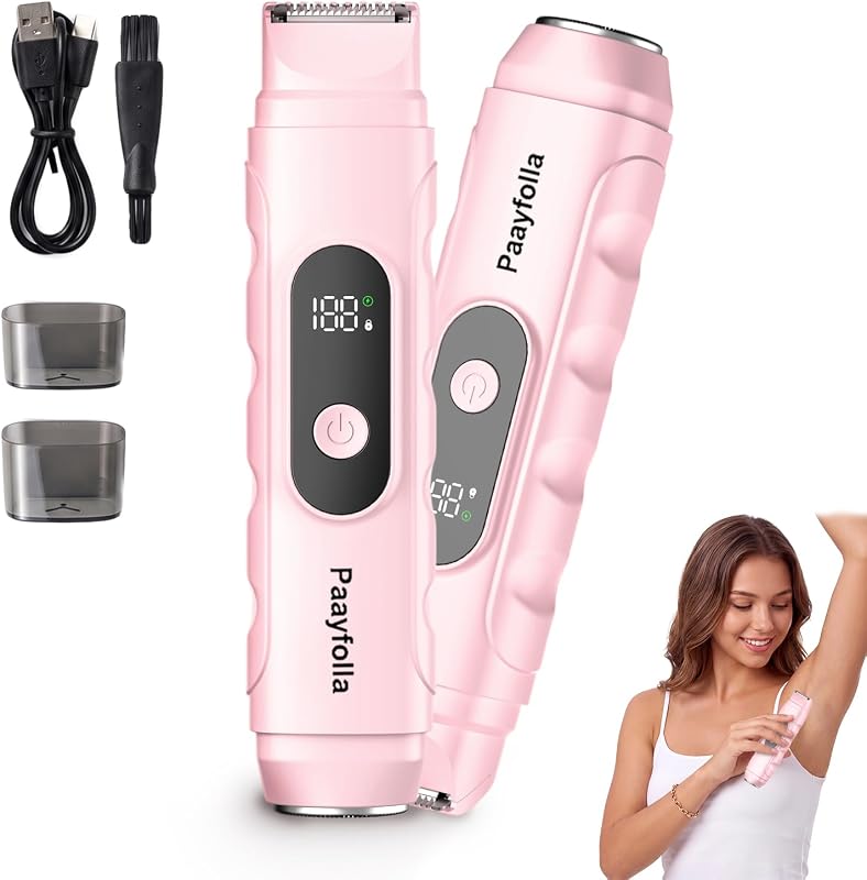 Aparador elétrico sem fio Paayfolla BT-260601 para virilha, recarregável, IPX6, rosa