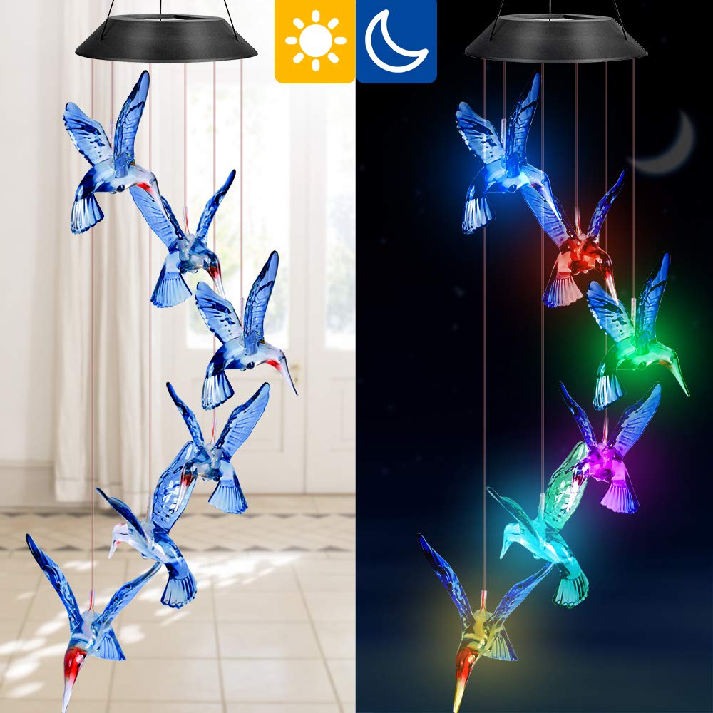 Carillon Eolico Da Esterno Con Uccellino Cardinale Rosso, Luci LED Solari Che Cambiano Colore, Decorazione Patio