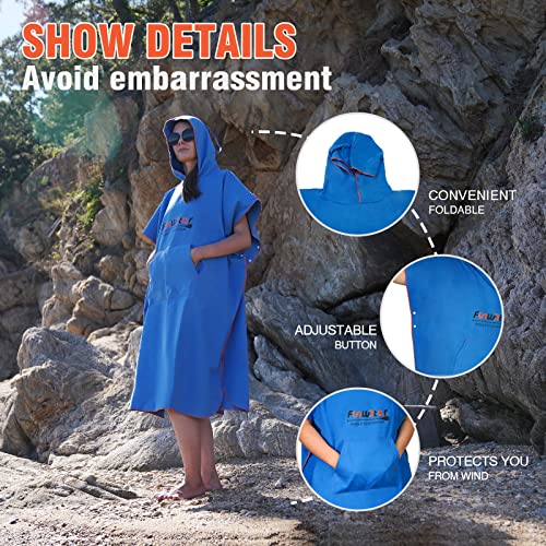 Funwater Surf Poncho Change Towel Robe Cloak With Hood And Inside Pocket,Changing Towel Poncho Quick Dry For Surfing Beach Swimming Outdoor #TOP4