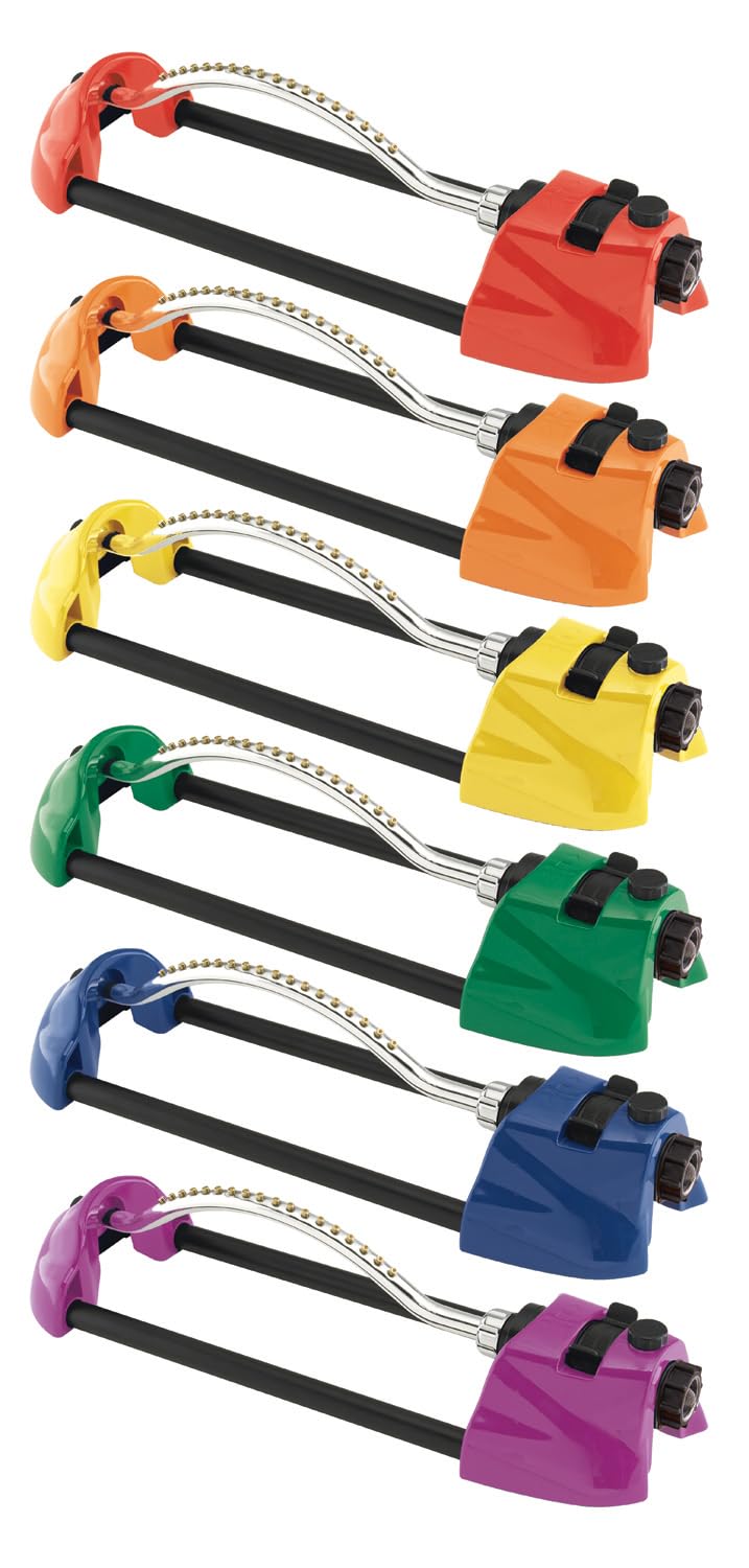 Dramm 15002 ColorStorm Premium Metal Oscillating Sprinkler with Brass Nozzle Jets, Orange
