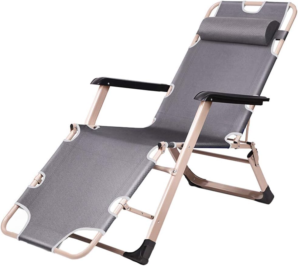 Gray Garden Chairs for Beach Patio| Sun Lounger Recliner| Outdoor Camping Folding Reclining Chairs Square Steel Legs 200KG Capacity