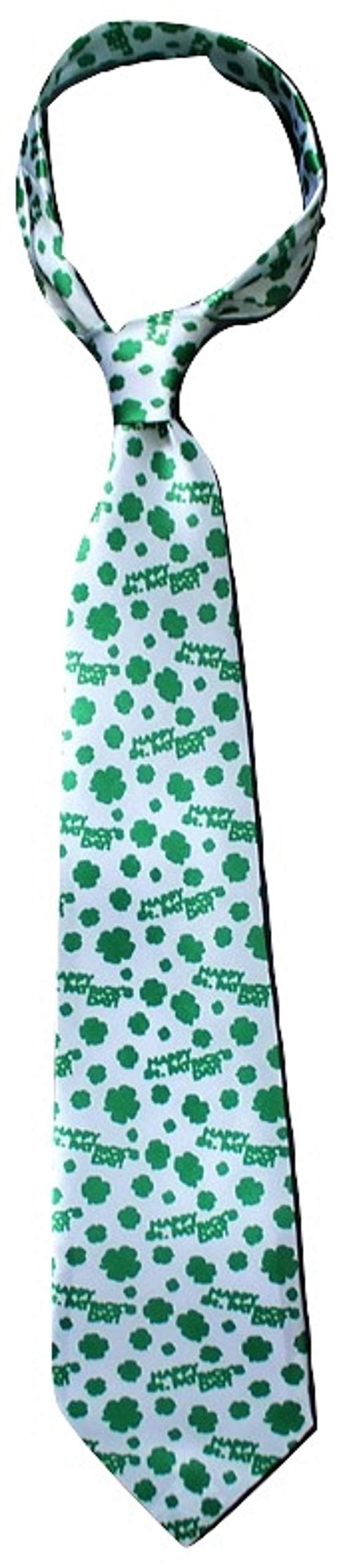 L&L® Men St. Patrick's Day Tie Souvenir Flag Tricolour Shamrock Irish Ireland Event (White small leaves)