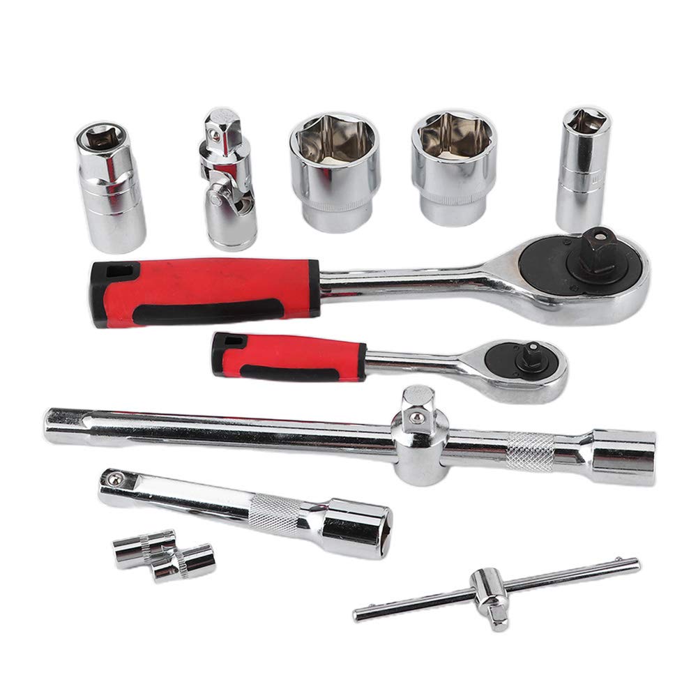 Kit Cricchetto 61 Pezzi, Set Chiavi e Bussole Combinato per Riparazione Auto, Attrezzi Manuali per Manutenzione Veicolo, Officina, Motore e Interventi Meccanici Completi