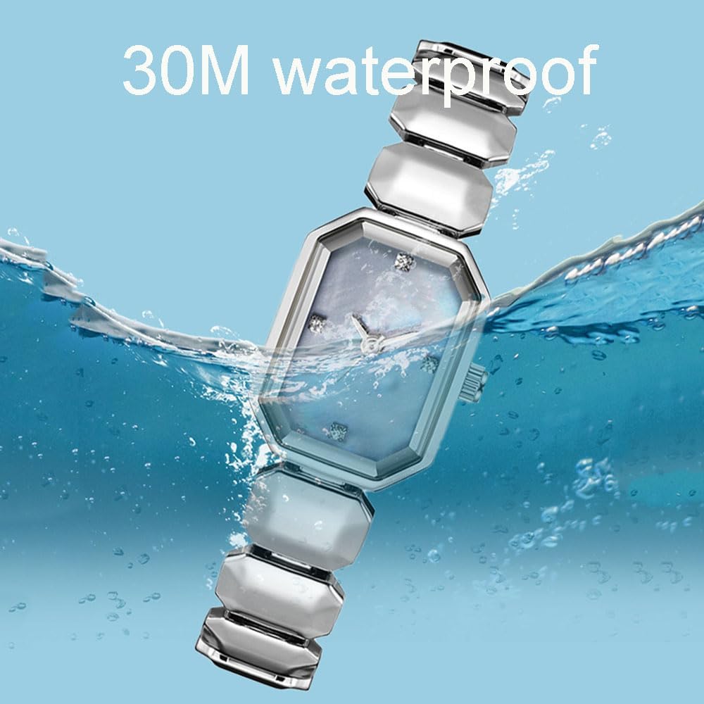 ADSBIAOYE Silver Watch for Women Fashion Rectangle Bracelet Watch with Dainty Stainless Steel Band Vintage Ladies Quartz Wrist Watches for Gift - Image 5